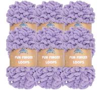 JubileeYarn Lot de 6 écheveaux de fil à boucles de doigts en polyester Jumbo 100 g/écheveau Violet