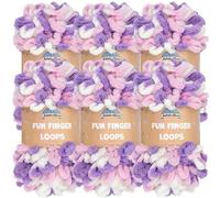 JubileeYarn Lot de 6 écheveaux de fil à boucles de doigts en polyester Jumbo 100 g/écheveau Violet Rose Blanc