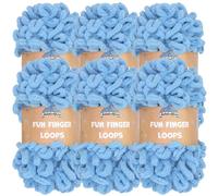 JubileeYarn Lot de 6 écheveaux de fil Fun Finger Loops - Polyester Jumbo - 100 g/écheveau - Bleu marine
