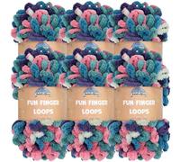 JubileeYarn Lot de 6 pelotes de fil à boucles de doigts en polyester Jumbo 100 g/écheveau Lynx