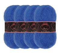 JubileeYarn Mohair Elixir Fil à tricoter - 50 g/écheveau Mélange de laine pour bébé - Curaçao Cooler - Lot de 4 écheveaux