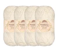 JubileeYarn Pelote de fil de sport en coton de bambou 4 plis - 50 g/écheveau - Moon Beam - 4 écheveaux