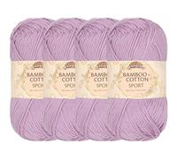 JubileeYarn Pelote de fil en coton de bambou 4 plis - 50 g/écheveau - Lilas - 4 écheveaux