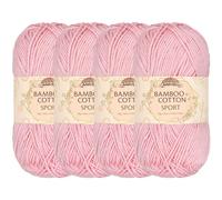JubileeYarn Pelote de fil en coton de bambou 4 plis - 50 g/écheveau - Rose primevère - 4 écheveaux