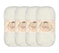 JubileeYarn Pelote de fil en coton et bambou doux pour bébé - 50 g/écheveau - Lait d'amande - 4 écheveaux