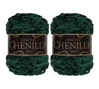JubileeYarn Pelote de laine chenille - Poids peigné - 100 g/gâteau - Émeraude - 2 gâteaux