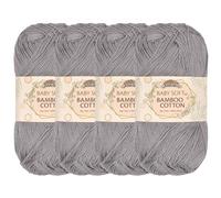 JubileeYarn Pelote de laine en bambou doux pour bébé - 50 g par pelote - couleur Smoky Sky - 4 pelotes