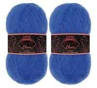 JubileeYarn Pelote de laine mohair Elixir - 50 g - Mélange de laine pour bébé - Curaçao Cooler - 2 écheveaux