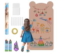 Jubilin Tableau magnétique pour enfant - 120 x 60 cm - Motif petit ours - 12 craies, 1 chiffon de nettoyage, 6 porte-craies, 1 boîte de rangement, 1 ruban adhésif - Marron