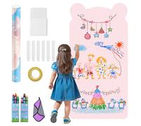 Jubilin Tableau magnétique pour enfant - 120 x 60 cm - Motif petit ours - 12 craies, 1 chiffon de nettoyage, 6 porte-craies, 1 boîte de rangement, 1 ruban adhésif - Rose pâle