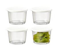 Jubilofex Bol En Verre Avec Couvercle - 4 Pièces Tasses Sécurisées Hermétiques,Contenants De Stockage Alimentaire En Verre,Pour Cuisine Cuisson Pâtisserie Réfrigérateur Congélateur Salade