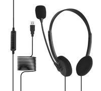 Jubilofex Casque d'ordinateur USB avec - Casque Filaire Supra-auriculaire, Casque USB pour Centre d'appels | Écouteurs filaires à Suppression du Bruit, Audio stéréo pour Zoom Bureau, Ordinateur