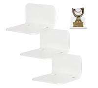 Jubilofex Étagères murales flottantes | 3 pièces acrylique étagère murale avec 6 cordes | L supports muraux pour actions statues figure, haut-parleur, caméra