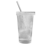 Jubilofex Gobelet en verre glacé - Tasse portable transparente avec couvercle - Largement utilisé - Bocal en paille de thé pour boissons froides, eau pétillante, accessoires de jus, placard