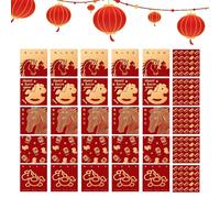 Jubilofex Lot de 30 enveloppes rouges pour l'argent, lot de 30 paquets de chevaux avec feuille dorée, pour le Nouvel An chinois, pour célébration du nouvel an, inauguration,