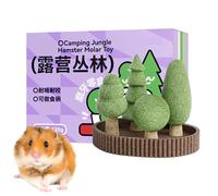 Jubilofex Lot de 5 jouets à mâcher sur le thème de la jungle pour hamsters - Soin naturel + décoration habitat pour relaxation, jeu et ambiance cage