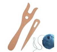 Jubilofex Luceta Wooden - Lot d'aiguilles en bois à grand chas - Tresse fourchette pour bracelets - Outil à tricoter décoratif - Grand kit d'aiguilles à chas