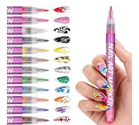 Jubilofex Marqueur de vernis à ongles - Pointe fine de 0,5 mm - Outils de peinture et de liner - Avec pointe fine - Pour femmes, débutants, salon, fête, exercice, anniversaire, Noël