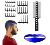 Jubilofex Pour homme | Guide de coupe de cheveux réglable et modèle de rasage du cou, 7 accessoires de dents de peigne, 1 modèle de bande en silicone et 1 peigne pour une coiffure précise