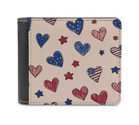 Jubonexis American Love Portefeuille à deux volets en cuir synthétique souple sans couture pour pièces de monnaie et carte de crédit, portefeuille fin pour homme et femme