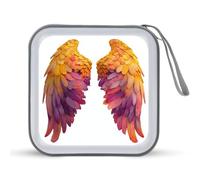 Jubonexis Angel Wings Étui de rangement portable pour CD DVD Jaune Orange Violet