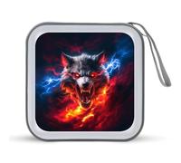Jubonexis Angry Wolf Fantasy Art Étui de rangement pour CD DVD portable pour voiture, maison, voyage