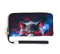 Jubonexis Angry Wolf Fantasy Art Portefeuille long à deux volets en cuir synthétique pour pièces de monnaie, carte de crédit, porte-cartes et argent pour homme et femme