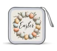 Jubonexis Aster Couronne avec œufs de couleur pastel étui de rangement CD DVD étui de rangement portable pour voiture, maison, voyage