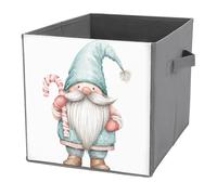 Jubonexis Bacs de rangement pliables en tissu décoratif avec poignées pour étagères, placards, nains de couleur aquarelle tenant une canne à sucre d'orge, 27 x 27 cm