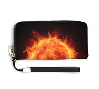 Jubonexis Ball of Fire Portefeuille long à deux volets en cuir synthétique pour pièces de monnaie, carte de crédit, stockage d'argent pour homme et femme