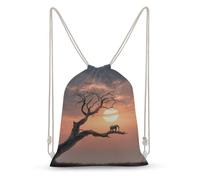 Jubonexis Bare Tree Sac à dos léger en toile avec cordon de serrage éléphant pour homme et femme