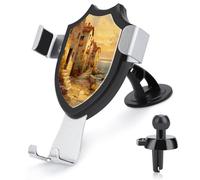 Jubonexis Beach Village of Old Country Cottages Flowers Support de téléphone de voiture Triangle Clip Base Grille d'aération Support de téléphone portable Accessoires automobiles pour smartphones