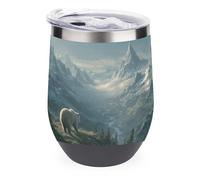 Jubonexis Bear Mountains and ICY Rivers Verre à vin isotherme en acier inoxydable à double paroi avec couvercle 355 ml