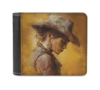 Jubonexis Beau portefeuille à deux volets en cuir synthétique souple style cowgirl Western Art, porte-monnaie, carte de crédit, porte-cartes fin pour homme et femme