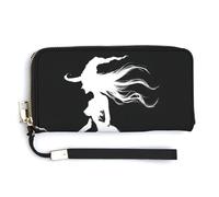 Jubonexis Beau portefeuille sexy en cuir synthétique avec silhouette de sorcière sur un balai, porte-monnaie, carte de crédit, porte-cartes durable pour homme et femme