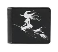 Jubonexis Beau portefeuille sexy en cuir synthétique souple avec silhouette de sorcière sur un balai, porte-monnaie, carte de crédit, porte-monnaie, portefeuille fin et durable pour hommes et femmes