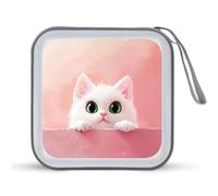 Jubonexis Big Green Eyes Cat Peeking Étui de rangement portable pour CD/DVD