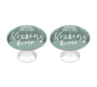 Jubonexis Blessing Home - Lot de 2 boutons de tiroir ronds avec vis - Motif branches d'olivier - Décoration pour placard, maison, bureau, cuisine