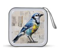 Jubonexis Blue Bird Collage Journal Graffiti CD DVD Case Case Portable pour voiture, maison, voyage