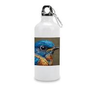 Jubonexis Blue Bird Head Bouteille d'eau de voyage en aluminium avec boucle à bouchon torsadé pour homme et femme 600 ml