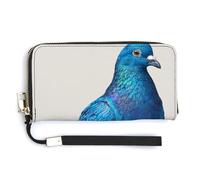 Jubonexis Blue Dove Portefeuille long en cuir synthétique à deux volets, porte-monnaie, carte de crédit, rangement pour cartes et argent pour homme et femme