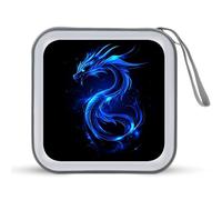 Jubonexis Blue Fire Dragon Étui de rangement portable pour CD/DVD pour voiture, maison, voyage