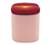 Jubonexis Boîte à bijoux rotative pour femme, motif coucher de soleil rouge sur champ de coquelicots