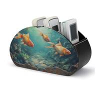 Jubonexis Boîte de rangement en cuir effet 3D de poisson rouge avec 5 compartiments pour télécommande TV