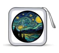 Jubonexis Boîte de rangement portable en verre teinté Sky Night pour CD, DVD, voiture, maison, voyage