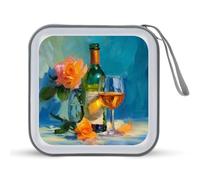Jubonexis Boîte de rangement portable pour bouteille de vin rouge et roses pour CD, DVD, voiture, maison, voyage