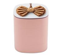 Jubonexis Boîtes à bijoux en forme de biscuit avec nœud papillon pour femme, organisateur de boucles d'oreilles, organisateur de bijoux rotatif pour colliers, bracelets, bagues