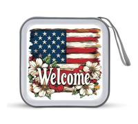 Jubonexis Boitier de rangement en bois pour CD DVD Motif drapeau américain