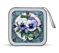 Jubonexis Boîtier de rangement portable en verre teinté bleu, blanc, violet, pour CD, DVD, voiture, maison, voyage