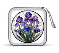 Jubonexis Boîtier de rangement portable en verre teinté bleu et violet pour CD, DVD, voiture, maison, voyage